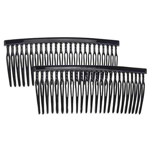 Camila Paris CP835/2 French Hair Side Combs 2.5 inch Set of 2 Black, Flexible Durable Cellulose Hair Combs, Strong Hold Hair Clips for Women, No Slip Styling Girls Hair Accessories, Made in France
