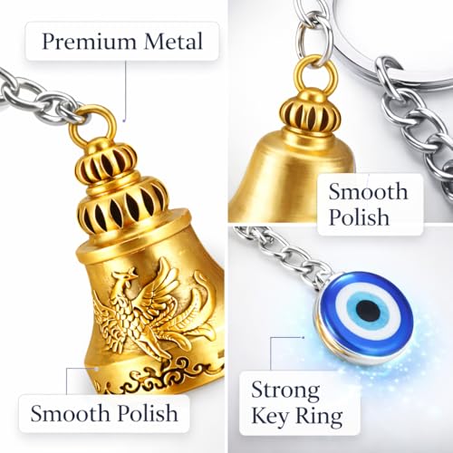 Image of AutokraftZ Blue and Silver Evil Eye Keychain for Bike /Car - Stylish, Protective & Anti-Rust Key Ring, Durable Design, Perfect for Riders & Drivers, Adds Unique Touch to Your Vehicle (Pack of 1)