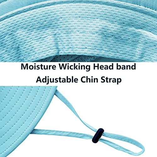 Upf 50+ Sun Fishing Hat For Men Women Wide Brim Hat With Detachable Face Cover & Neck Flap Sky Blue #TOP4