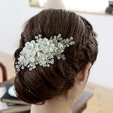 Sooshin Bridal Hair Comb Porcelain Flower Wedding Hair Accessories for Brides Crystal Wedding Headpi