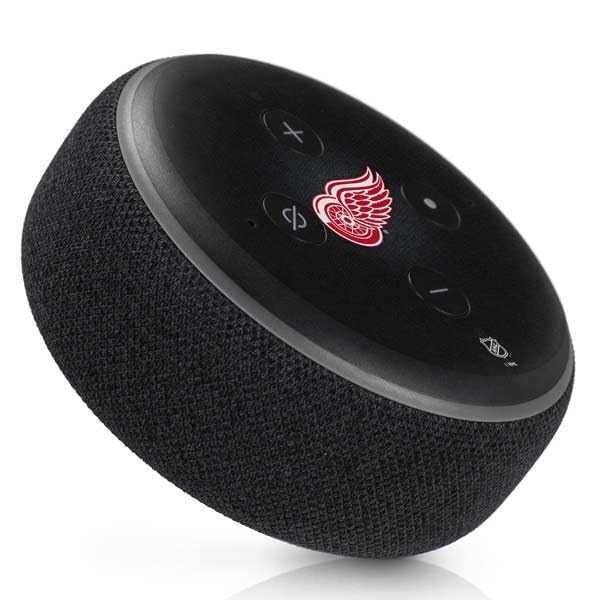 Skinit Decal Audio Skin Compatible with Amazon Echo Dot 3 - Officially Licensed NHL Detroit Red Wings Black Background Design