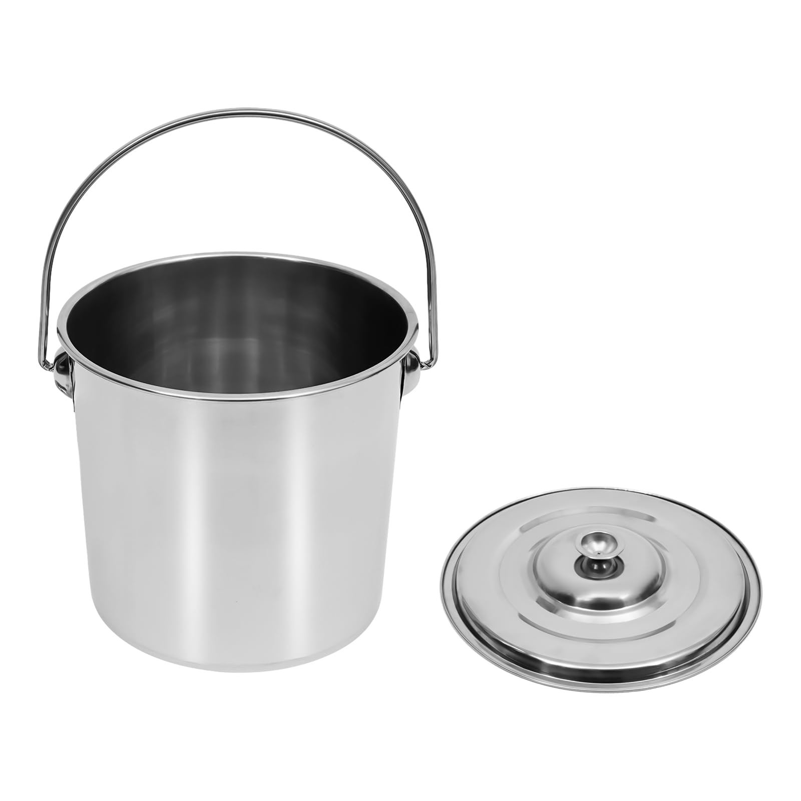 Cubo de acero inoxidable de 12 L, cubo de cocina de acero inoxidable con tapa, cubo de alimentación de acero inoxidable, cubo de leche con asa, cubo de alimentos, cubo grande multifuncional de acero