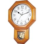 JUSTIME Traditional Schoolhouse Solid Wood Pendulum Wall Clock Chimes Hourly with Westminster Melody Chime (Natural Wood w/Westminster Chime) Made in Taiwan - Image 2