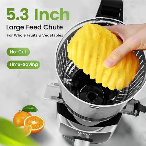 Cold Press Juicer Machines, 5.3" Large Feed Chute Slow Masticating Juicer, 99% Juice Yield, Ultra Quiet, Easy Clean, BPA Free – Ideal Self-Feeding Juicer for Whole Fruits & Vegetables (Black) - Image 3