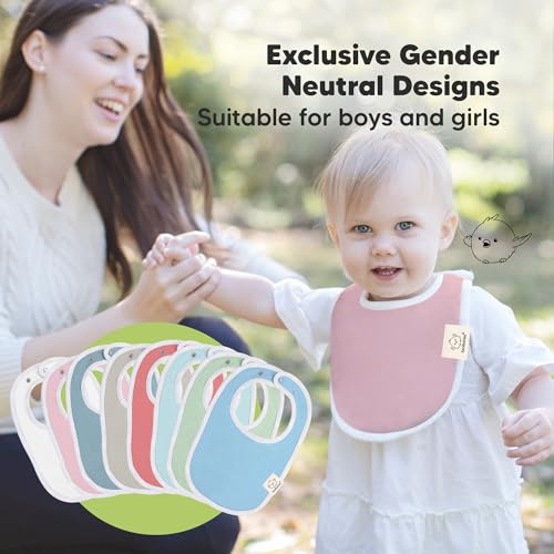 Image of 8-Pack Organic Baby Bibs for Boys, Girls - Soft Cotton Drooling and Teething Bibs for Baby Girl & Boy, Extra Absorbent, Easy to Clean & Put On for Toddler, Newborn, Infant 0-24 Months (Spring)