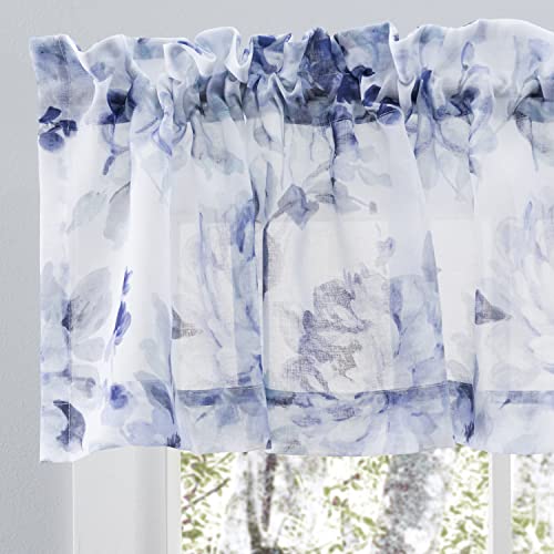 Ricardo | Whimsical Rod Pocket Valance Curtain Panel | 54”W X 13”L | Grape | Semi-Sheer Floral Valance | Soft Subtle Farmhouse Design | Rod Pocket | Machine Washable | Light Filtering #TOP29