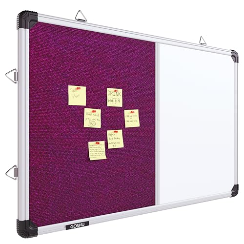 Image of GOSHU Combination White Board 2 feet x3 feet & Pink Pin-Up Notice Board | Non-Magnetic Dual Board for Home, Office & School (2x3 feet, Pack of 1 Item)
