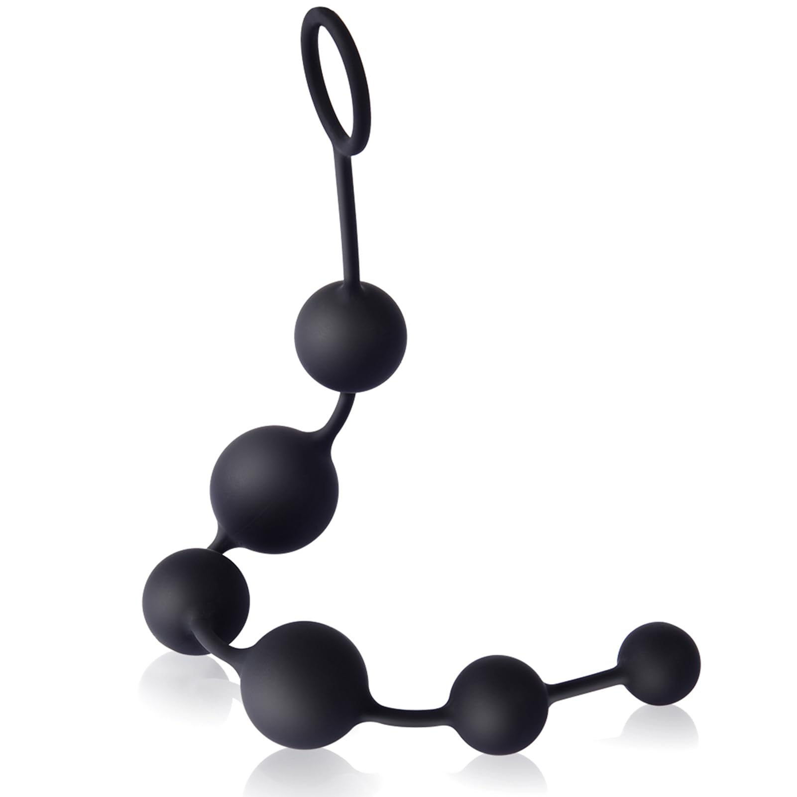 UTIMI Butt Plug with Silicone Anal Bead Anal Sex Toys with Safe Pull Ring in Black