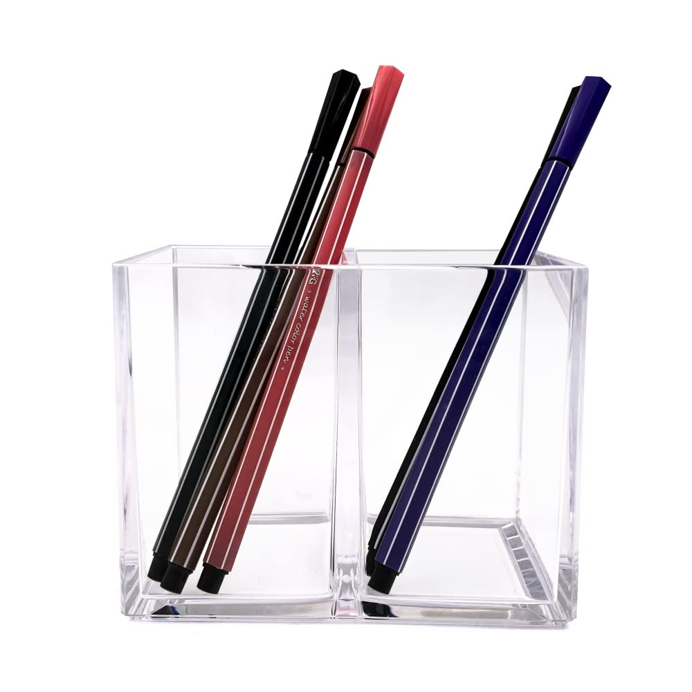 Transparent Makeup Brush Holder, Acrylic Clear Organizer For Cosmetics, Pen Pencil Cup Holder For Desk