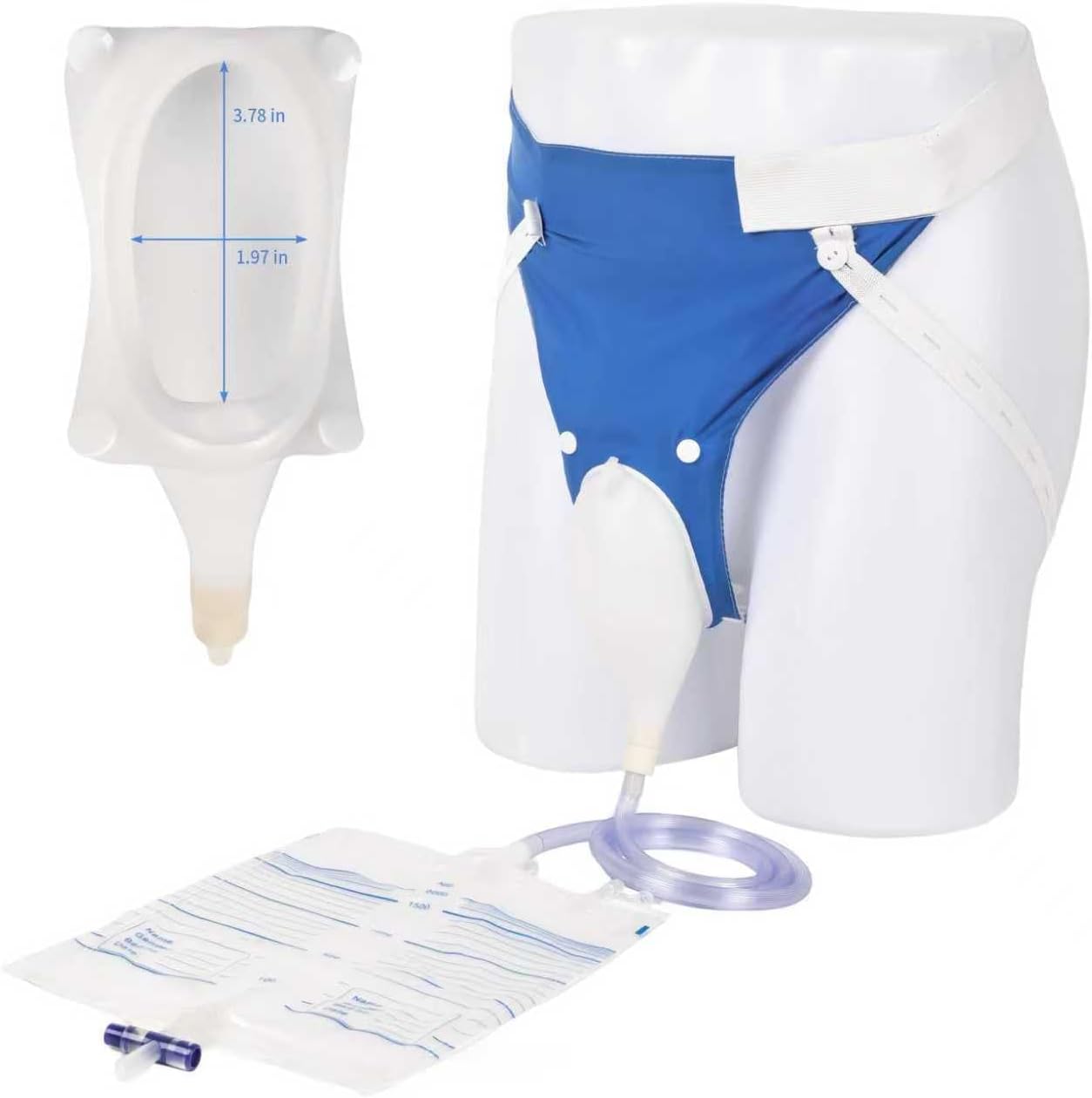 2026 Upgraded Urine Collection Bag, Reusable Condom Catheter with 1000ml/2000ml Urine Collector Bags, Portable Wearable Nighttime Male External Catheter for Elderly Men