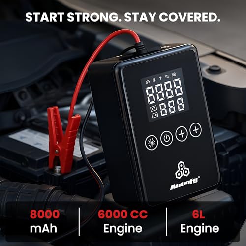 Image of Autofy VoltX 4-in-1 Car Jump Starter - 150PSi Car Tyre Inflator Pump Deflator - Powerbank - LED Torch - 8000mAH Battery - for Cars (Up to 6000cc) - 22mm Cylinder Most Heavy Duty [2 Years WARRANT'Y]