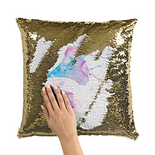 Coussin sequin paillettes doré avec phonographe abstrait pour canapé - 3