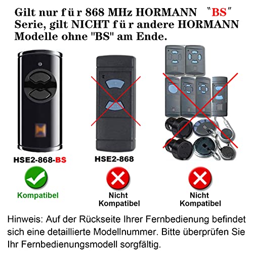 Compatible with 868MHz Hormann BS Bisecur Handheld Transmitter HSE1 HSE2 HSE4 BS, Pack of 2 - Image 2