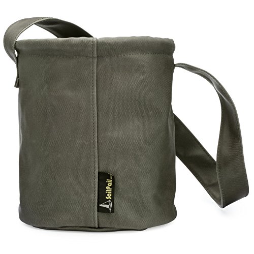 Sail Pail Best Canvas Collapsible Bucket and Compact Portable Folding Water Carrier - Lightweight & Durable for Boating, Camping, Fishing, Marine, Hunting, Outdoors - 1.25 Gallon Capacity Small