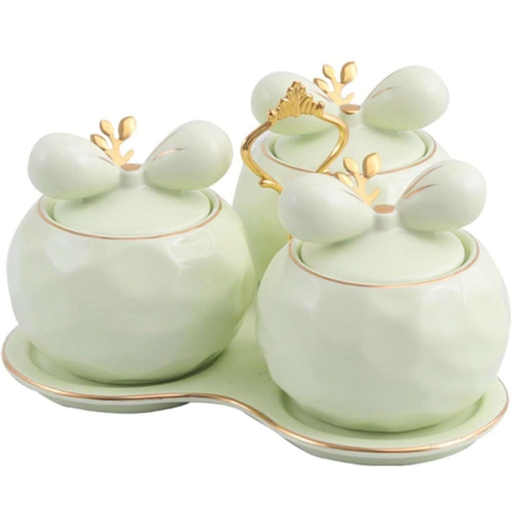 AZHKJKZH Seasoning Box Set Ceramic Condiment Jar Set Spice Container For Home Kitchen Seasonings Pot For Sugar Salt Salt Sugar Jar(A)