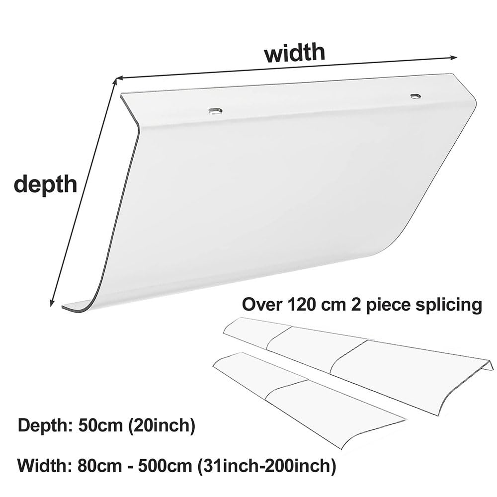 Questa tettoia in policarbonato per Porta - Copertura per Ingresso Esterno per Porta d'ingresso, Balcone, Giardino, carport - 50x270 cm Protezione dalle intemperie per Mähroboter