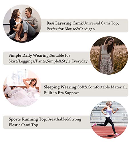 Camisoles for Women with Built in Bra,Basic Yoga Top Layering Tank Top Padded Bra Undershirt(S-3XL)3