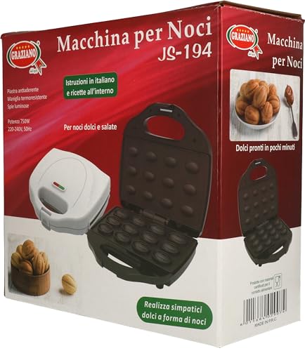 Graziano, Nut Maker, Walnut Shaped Cake Maker, with Non-Stick Plate, Heat-Resistant Handle and Light Indicators, 750W - Image 4