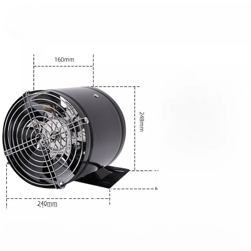 Wydajny wentylator wyciągowy o bardzo niskim poziomie hałasu, dwukierunkowa wentylacja, szybko pochłania dym olejowy, 6/10 cala z adapterem,Niezawodna wentylacja(Black 10 inches)