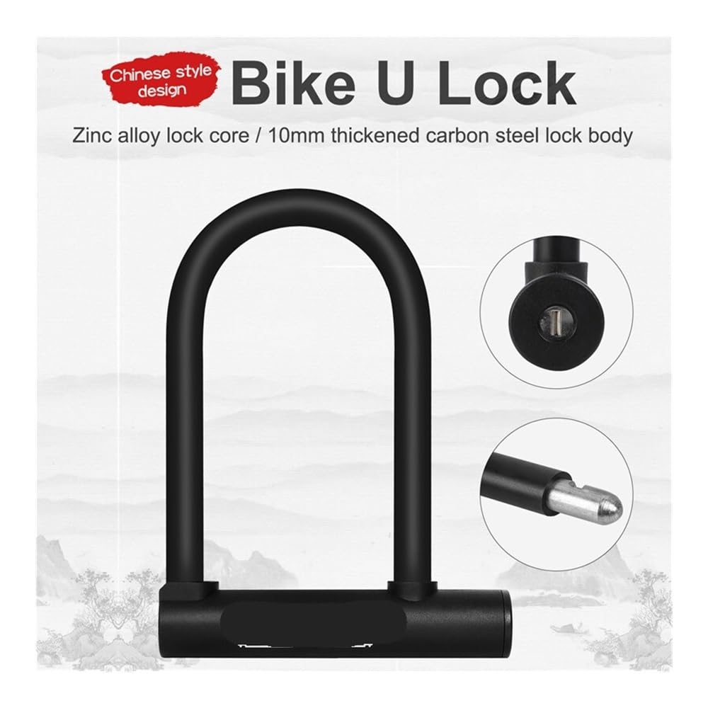 Candado para bicicleta, Candado U Bicicleta Acero Seguridad Negro