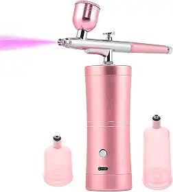 Aerógrafo Portátil Mini, Compressor Sem Fio para Decoração de Bolos, Pintura Artística (Rosa)