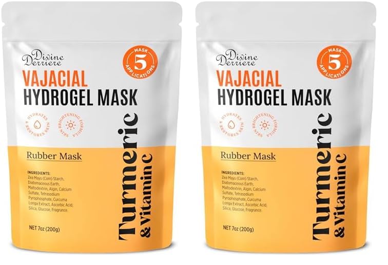 Divine Derriere Vajacial Hydrogel Mask – Premium Modeling Mask with Turmeric & Vitamin C – Deeply Purifying & Super Hydrating Facial and Vajacial Mask, Peel-Off Mask, Hydro jelly Mask Powder Kit