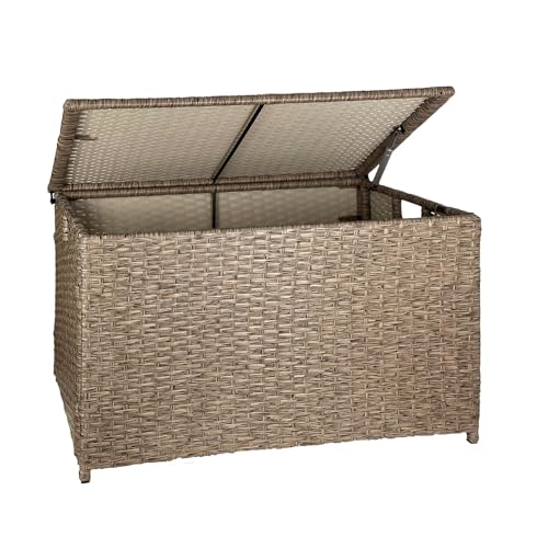 Moorliter MHST001GY11 Wicker Storage Trunk, 42.3 Gallon (160L) Handwoven Wicker Chest, Large Wicker Basket cover