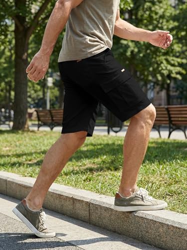 Image of JMIERR Mens Casual Cotton Twill Cargo Shorts Drawstring Classic Chino Stretch Short with 6 Pockets