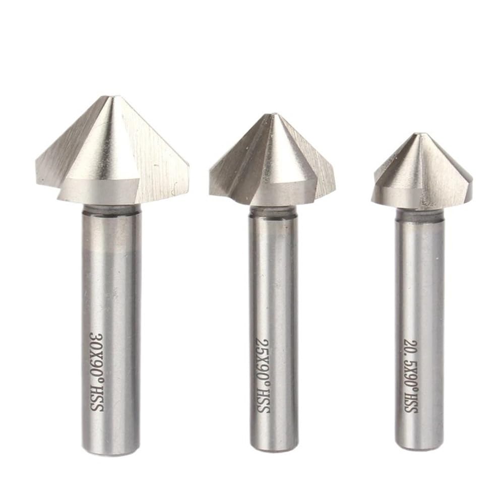Broca de chaflán para metal Broca avellanadora HSS M2 de 1 pieza, fresa de extremo de 90 grados de 3 flautas for acero y aluminio.(50mm)