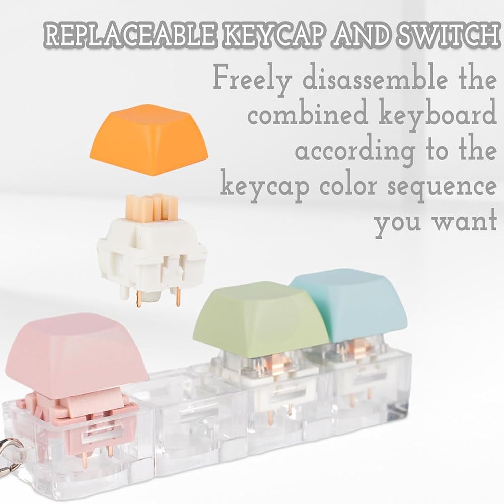 Fidget Keyboard speelgoed, 2 stuks, keyboard sleutelhanger met 4
