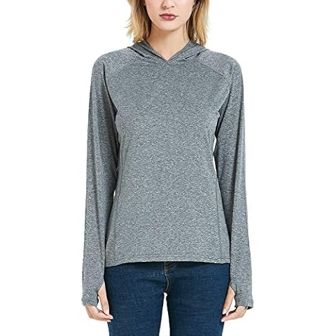 SAFORT Women's UPF 50+ Sun Protection Hoodie Long Sleeve T-Shirt for Running, Fishing, Hiking, Grey, XL Cover