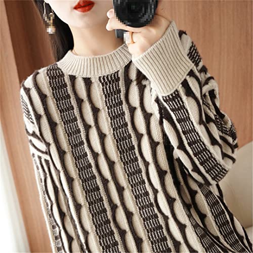 Women Wool Sweater Casual Knitwear Thickened Round Neck Ladies Tops Loose Blouse Pullover2