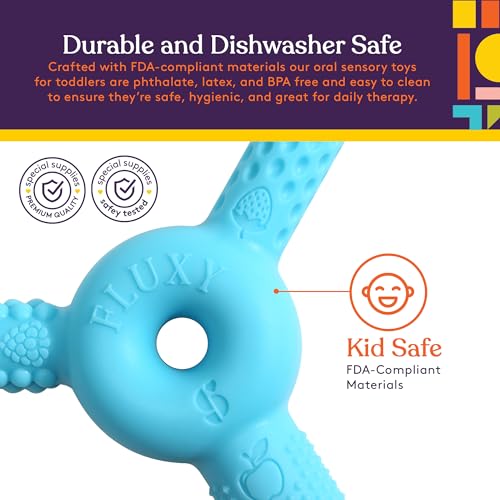 FLUXY Oral Motor Tool Therapy Sensory Motor Aid with 3 Unique Textures Blue - Image 5