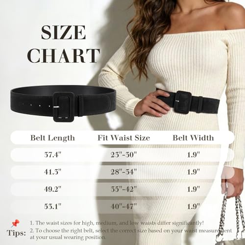VONMELLI Women Wide Velvet Belt for Dresses Pink Thick Chunky Waist Belt with Vintage Square Buckle, XL - image 6