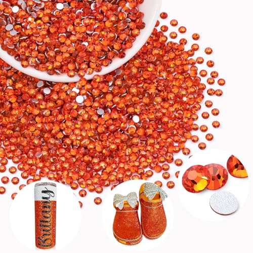 Image of 2000PCS SS12 /3mm Crystal Glass Rhinestones for Bedazzling (Orange /Hyacinth) | Flatback Rhinestones for Crafting DIY Nail Art Makeup Decoration, Gems Diomand Charms for Tumbler Shoes Clothing Mug
