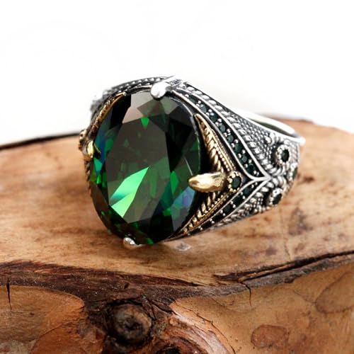 Men's Ring Black Zircon, Tanzanian Blue Zircon Garnet Red Zircon, Green Zircon, Sea Blue Zircon Ring, Handmade Solid S925 Sterling Silver Men's Ring, Vintage Türkiye Ring Perfect Declaration Ring, Men's Christmas Gift Sizes 7-123