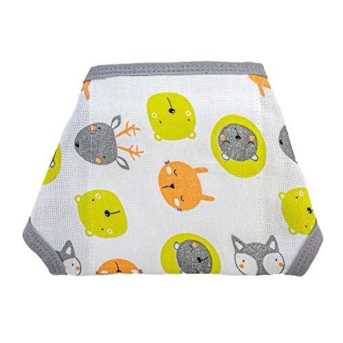 Image of Washable Reusable Cotton Muslin U Shape Lace Nappy,Langot For New Born Baby - Pack of 5(Animal Face Print 6-9 Months)