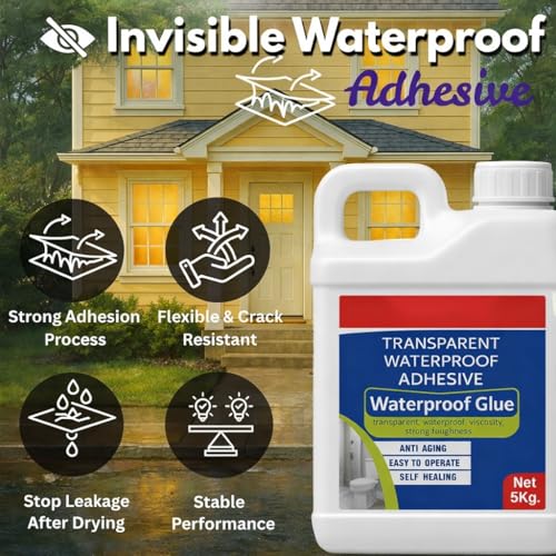 Image of Transparent Waterproof Adhesive Glue for Roof Leakage | High Strength Sealant for Bathroom, Tiles, Wall Cracks, Roof & Kitchen | Strong Leak Proof Bonding Glue with Brush (5 KG)
