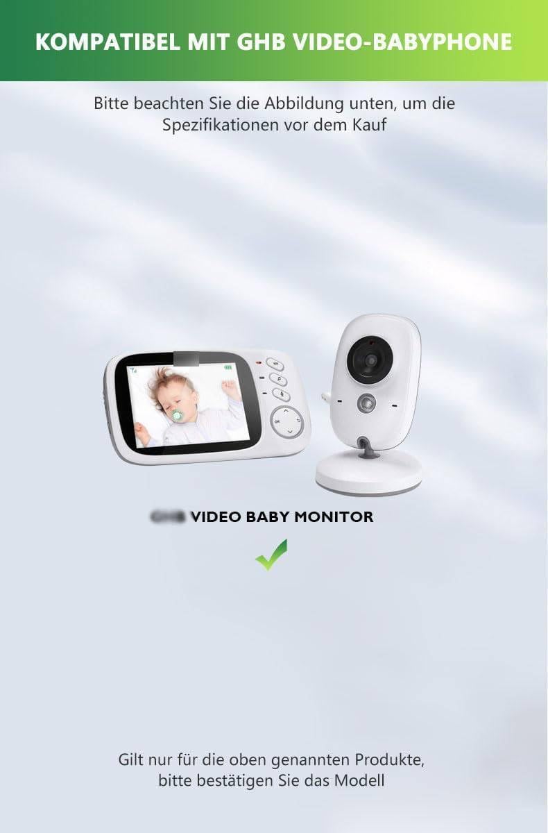 Cavo di ricarica per GHB Babyphone, Bouge 5 V, compatibile con GHB Video Baby Monitor VB603, cavo di ricambio mini USB (bianco)