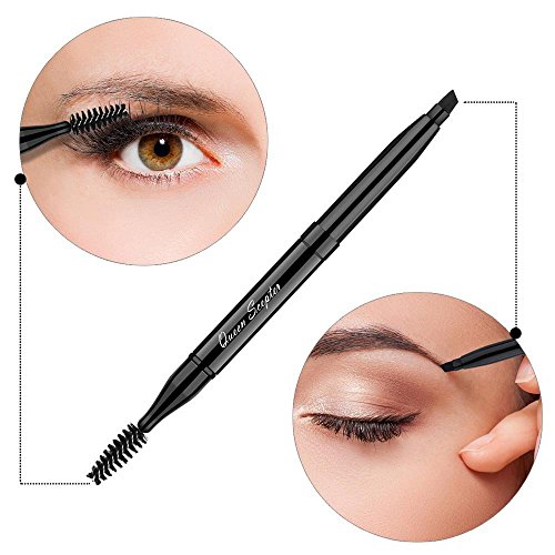 Makeup Brush Eyeshadow Brush Double Sided Eyebrow Brush and Eyelash Brush With Cap for Travel, Retractable Makeup Brush Angled Eye Brow Brush Concealer Brush Portable Cosmetic Brushes Black image 4