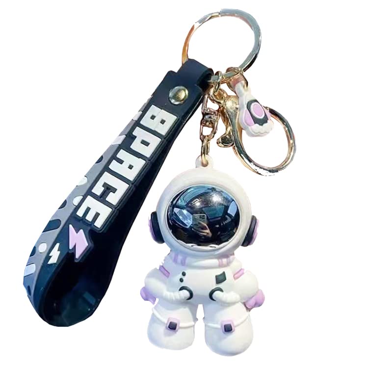 BYVUTESpaceman Keychain, Cute Silicone Creative Cartoon 3D Astronaut Pendant Outer Space Backback Charm Car Key Chain Ring