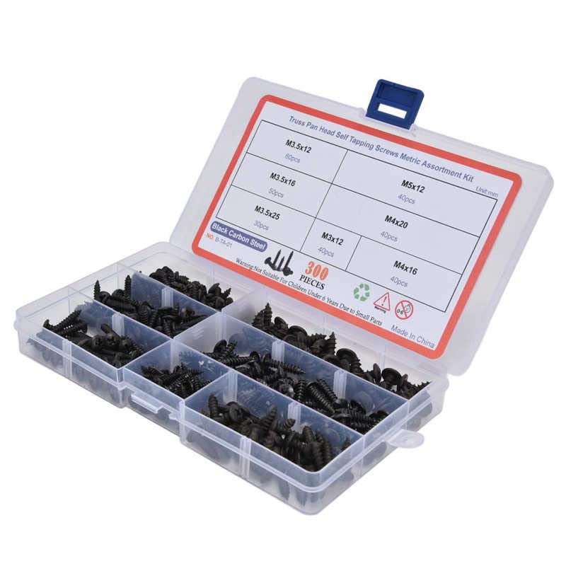 Generic 300Pcs Truss Head Self Tapping Screws Carbon Steel Screw Assortment Kit M3 M3.5 M4 M5 Hardware Fasteners tornillos