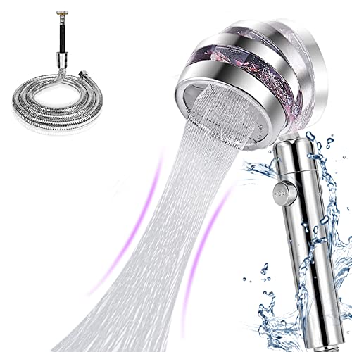 LYCEBELL Pommeau de Douche, Pommeau de Douche Hélice Haute Pression avec tuyau de 1,5 m, 2 types de jet avec interrupteur marche/arrêt, Pommeau de Douche Économie d'eau pour Salle de Bain Cover