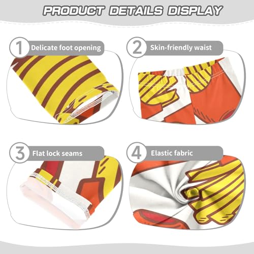 Golden Fried French Fries Fast Food Girls Leggings,Workout Leggings for Girls Toddler Athletic Leggings Size for 3-10T3