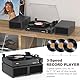 Udreamer Plattenspieler mit 2 Dual-Stereo-Lautsprechern, Vintage Plattenspieler Bluetooth 5.3 unterstützt 3 Geschwindigkeiten, AUX-In, Cinch-Line, USB, kabellose Wiedergabe, Schwarz