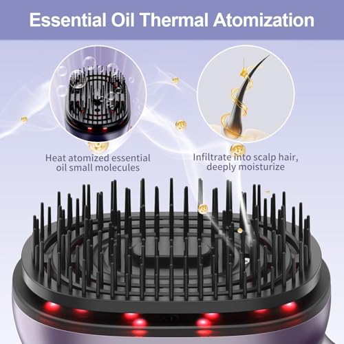 Image of Electric Scalp Massage Comb,Portable Scalp Massager Electric,Unique Essential Oil Atomization Function,Massaging Thescalp While Nourishing Hair,Relieve Head Pressure,Purple