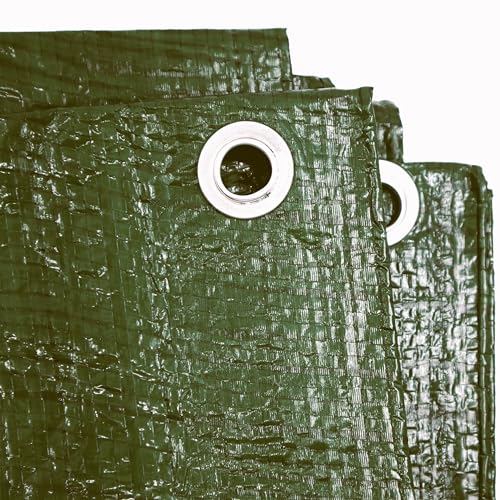 KOVA Abdeckplane 3 x 4m GRÜN Wasserdicht + 1x Bildmagnet! Gewebeplane mit Ösen Gartenplane Tarnplane Plane für Outdoor & Garten Holz Gartenmöbel Camping & Survival Ausrüstung (3 x 4 m, grün)