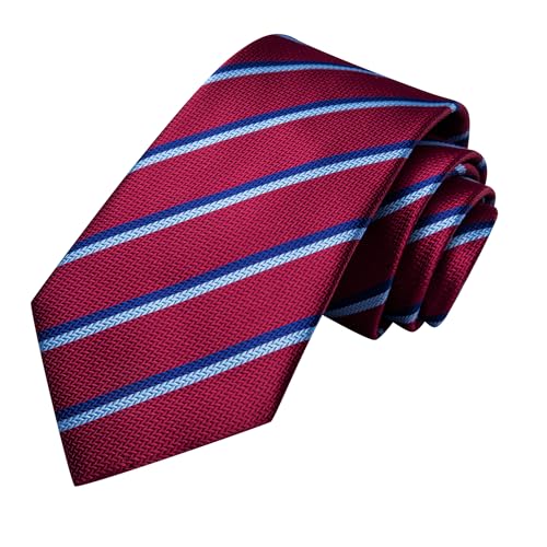 Image of Hi-Tie Men Ties Sets Silk Stripe Paisley Necktie Pocket Square Cufflinks for Business Wedding