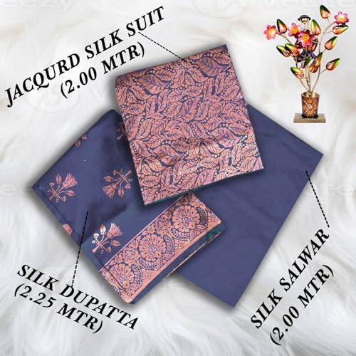 Image of Women's Banarasi Silk Unstitched Salwar Suit Dress Material with Dupatta, Unstitched Salwar Suit Set with Dupatta, Salwar Material for Women, Salwar Material for Women Unstitched