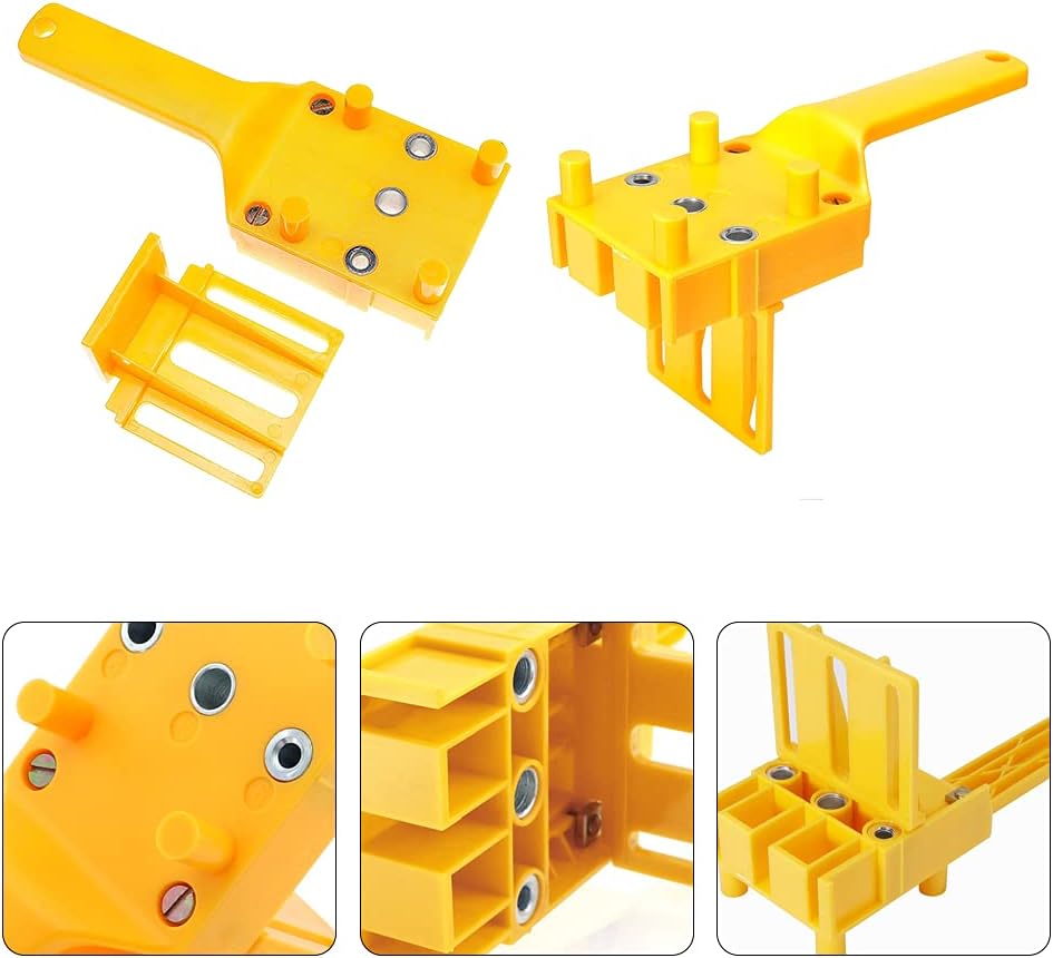 Handheld Woodworking Doweling Jig Tool, Doweling Hole Saw Tools Fits 6mm 8mm 10mm 1/4'' 5/16" 3/8" Drill Bits with Wood Dowel Pins Limit Rings for Carpentry【41Pcs】 - - 